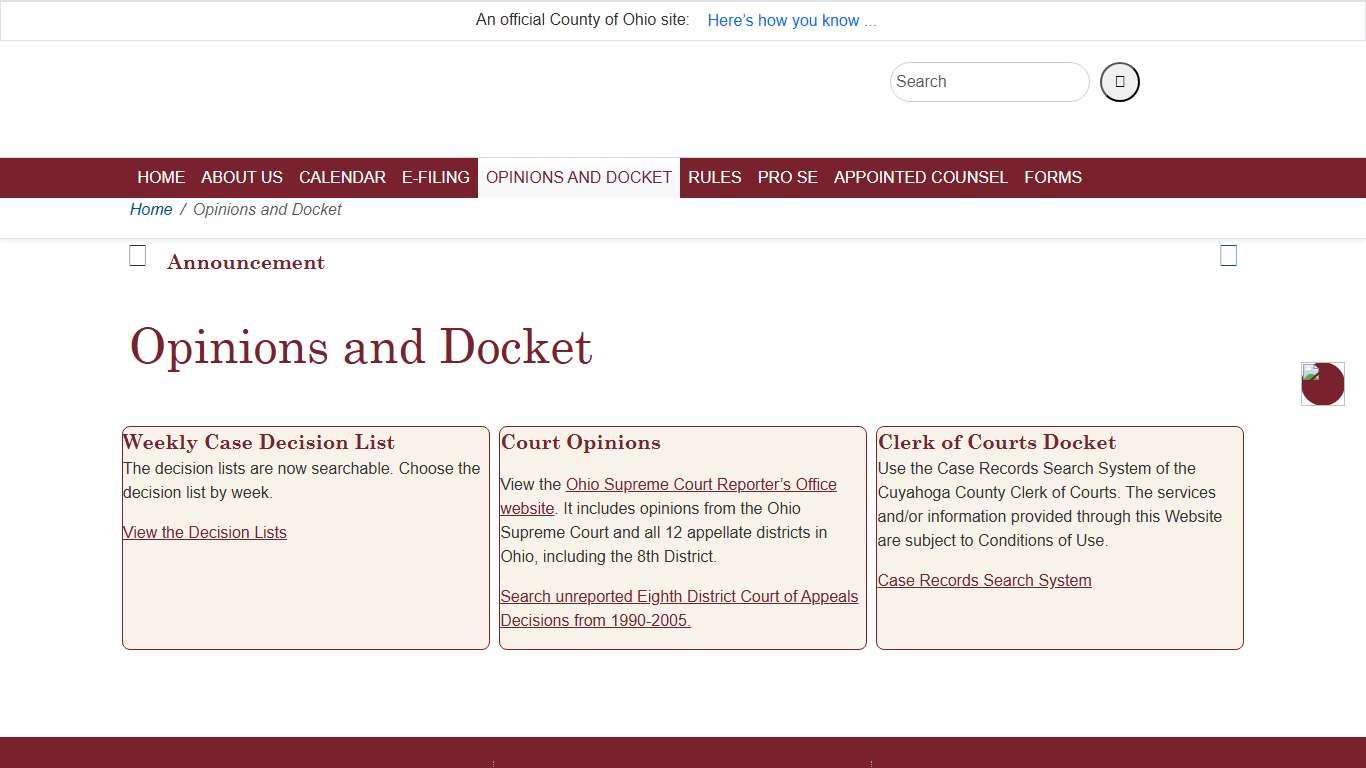 Eighth District Court of Appeals - of Cuyahoga County, Ohio